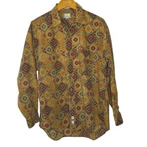 Vintage Bill Blass Cotton Aztec Button‎ Front Shirt